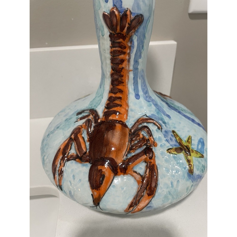 Vintage MCM SAM Italy Republic‎ Of San Marino 3D Lobster Sea Life Pottery Vase - Picture 2 of 13